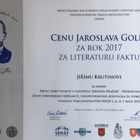 Vyhlášení cen Jaroslava Golla za rok 2017